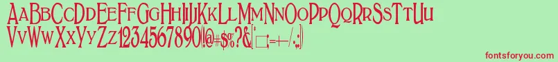 フォントBoltonTitlingElongated – 赤い文字の緑の背景