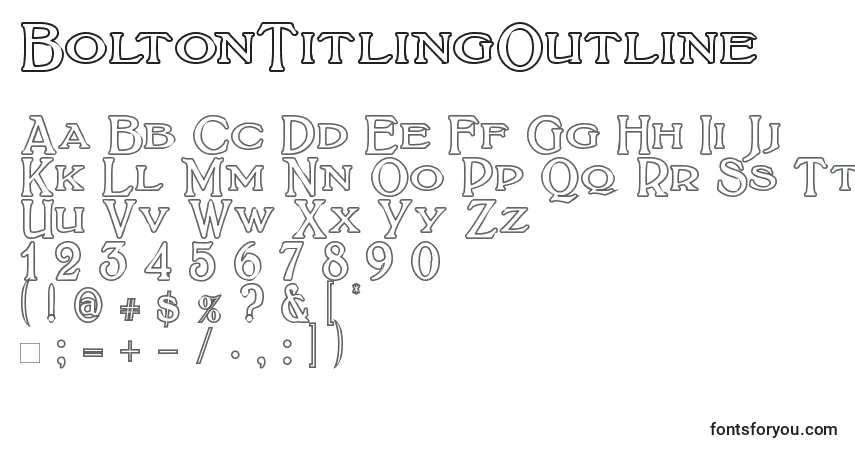 Schriftart BoltonTitlingOutline (121821) – Alphabet, Zahlen, spezielle Symbole
