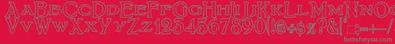 BoltonTitlingOutline-Schriftart – Graue Schriften auf rotem Hintergrund