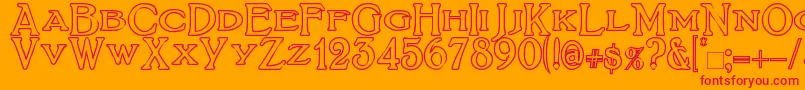 BoltonTitlingOutline Font – Red Fonts on Orange Background