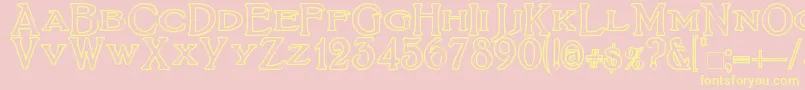 BoltonTitlingOutline-Schriftart – Gelbe Schriften auf rosa Hintergrund