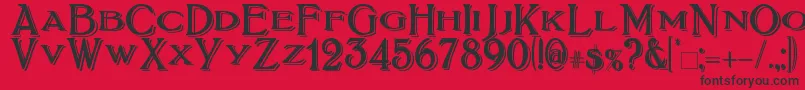 フォントBoltonTitlingShadowed – 赤い背景に黒い文字