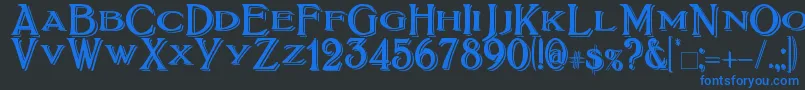 BoltonTitlingShadowed-Schriftart – Blaue Schriften auf schwarzem Hintergrund