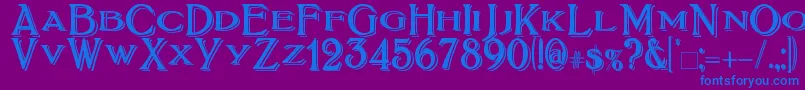 Weitere Informationen zur BoltonTitlingShadowed-Schriftart BoltonTitlingShadowed-Schriftart – Blaue Schriften auf violettem Hintergrund