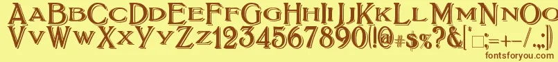 Weitere Informationen zur BoltonTitlingShadowed-Schriftart BoltonTitlingShadowed-Schriftart – Braune Schriften auf gelbem Hintergrund