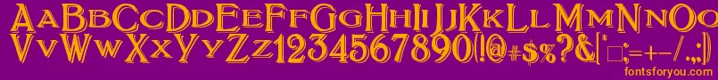 BoltonTitlingShadowed-Schriftart – Orangefarbene Schriften auf violettem Hintergrund