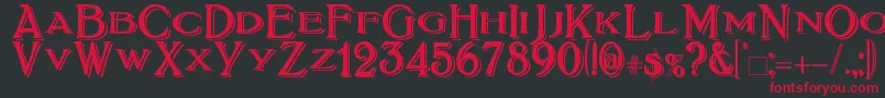 フォントBoltonTitlingShadowed – 黒い背景に赤い文字