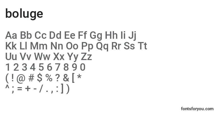 A fonte Boluge (121823) – alfabeto, números, caracteres especiais