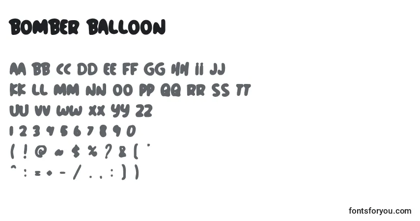A fonte Bomber Balloon – alfabeto, números, caracteres especiais