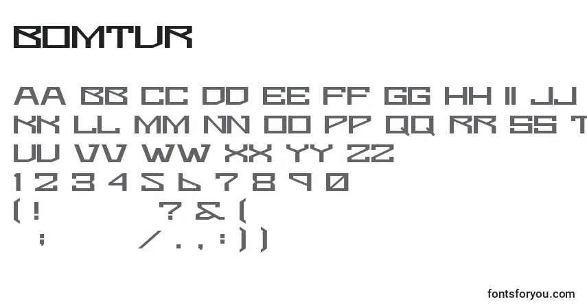 A fonte Bomtur – alfabeto, números, caracteres especiais