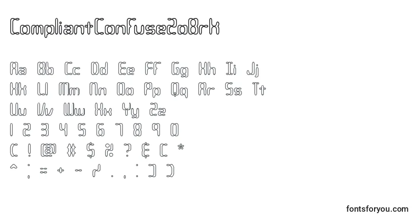 A fonte CompliantConfuse2oBrk – alfabeto, números, caracteres especiais