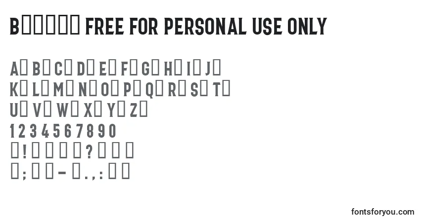Czcionka Bonard FREE FOR PERSONAL USE ONLY – alfabet, cyfry, specjalne znaki