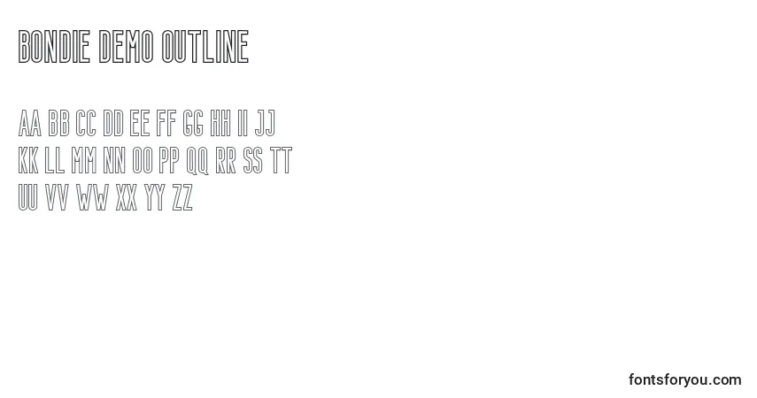 Bondie Demo Outlineフォント–アルファベット、数字、特殊文字