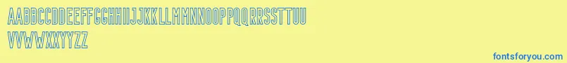 Bondie Demo Outline-Schriftart – Blaue Schriften auf gelbem Hintergrund