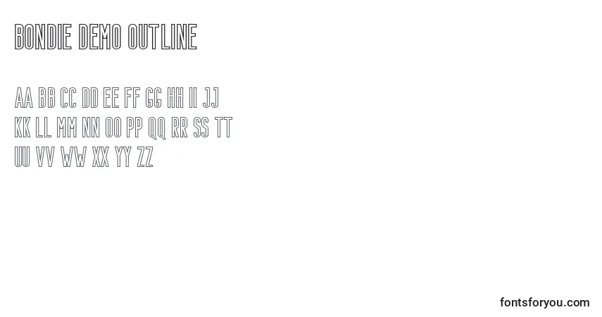 Bondie Demo Outline (121837)-fontti – aakkoset, numerot, erikoismerkit