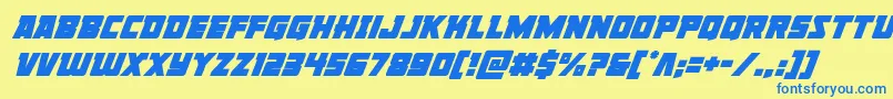 Libertylegionsuperital Font – Blue Fonts on Yellow Background