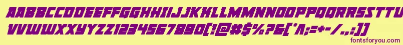 Libertylegionsuperital Font – Purple Fonts on Yellow Background