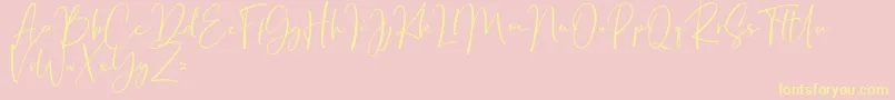 BondiSans DEMO Rough-Schriftart – Gelbe Schriften auf rosa Hintergrund