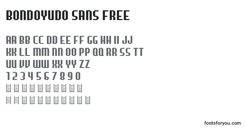 Шрифт Bondoyudo Sans Free – алфавит, цифры, специальные символы