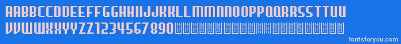 Bondoyudo Sans Free-Schriftart – Rosa Schriften auf blauem Hintergrund