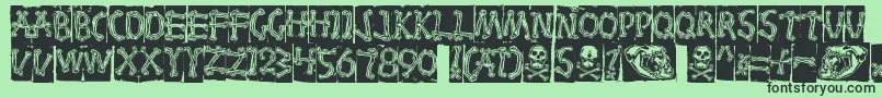 Bones Font – Black Fonts on Green Background