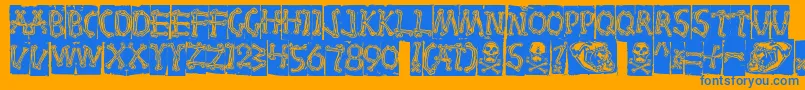 Bones Font – Blue Fonts on Orange Background