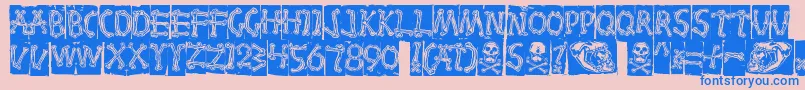 Bones Font – Blue Fonts on Pink Background