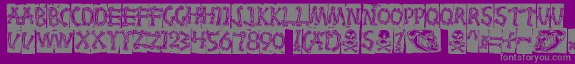Weitere Informationen zur Bones-Schriftart Bones-Schriftart – Graue Schriften auf violettem Hintergrund