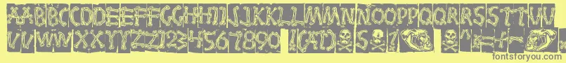 Fonte Bones – fontes cinzas em um fundo amarelo