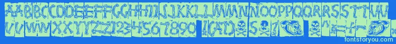 Bones Font – Green Fonts on Blue Background