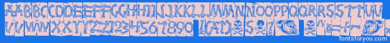 Bones Font – Pink Fonts on Blue Background