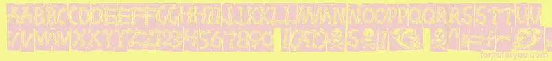 Bones-fontti – vaaleanpunaiset fontit keltaisella taustalla