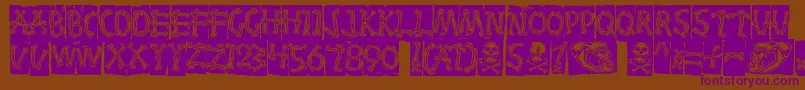 Bones Font – Purple Fonts on Brown Background