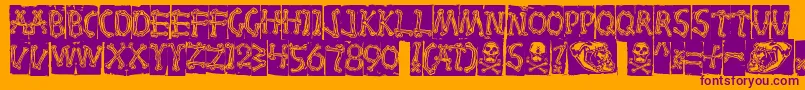 Bones Font – Purple Fonts on Orange Background