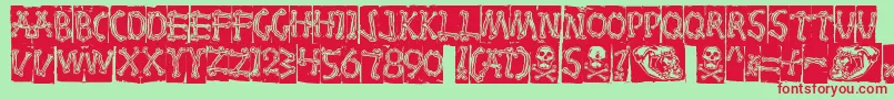 Bones Font – Red Fonts on Green Background