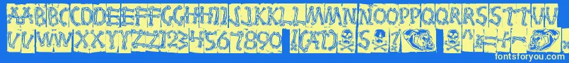 Bones Font – Yellow Fonts on Blue Background