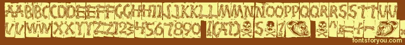 Bones Font – Yellow Fonts on Brown Background