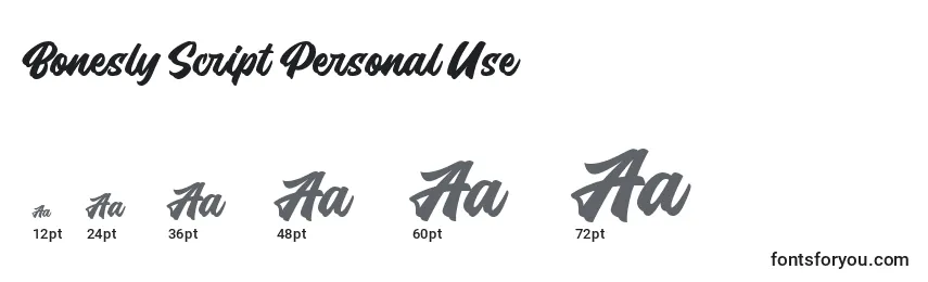 Bonesly Script Personal Use Font Sizes
