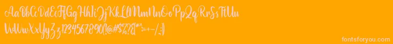 Bonillo-Schriftart – Rosa Schriften auf orangefarbenem Hintergrund