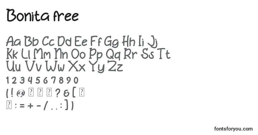Schriftart Bonita free – Alphabet, Zahlen, spezielle Symbole