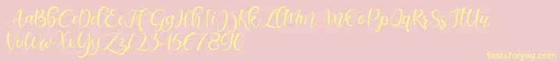 Bonita-Schriftart – Gelbe Schriften auf rosa Hintergrund