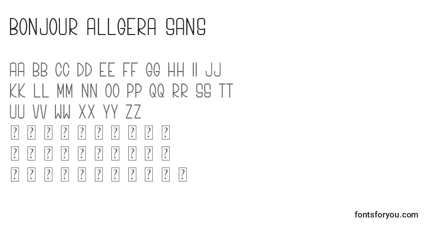 A fonte Bonjour Allgera Sans – alfabeto, números, caracteres especiais