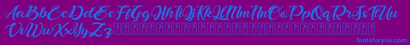 フォントBonjour Allgera – 紫色の背景に青い文字