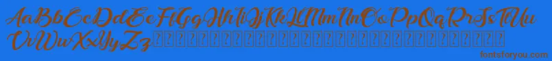 Bonjour Allgera Font – Brown Fonts on Blue Background