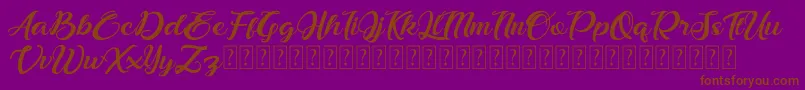 フォントBonjour Allgera – 紫色の背景に茶色のフォント