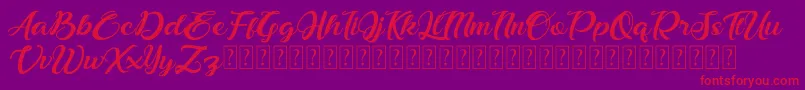 Bonjour Allgera-Schriftart – Rote Schriften auf violettem Hintergrund