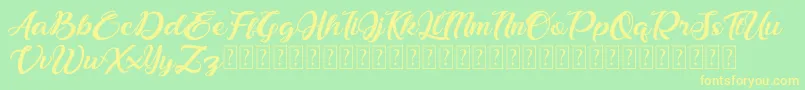 Bonjour Allgera-fontti – keltaiset fontit vihreällä taustalla