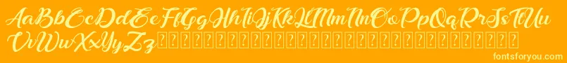 Bonjour Allgera-Schriftart – Gelbe Schriften auf orangefarbenem Hintergrund