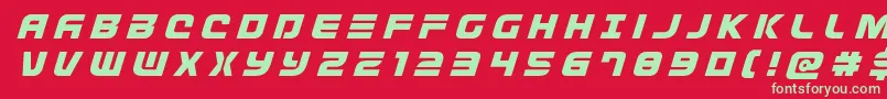 フォントDefconzerotitleital – 赤い背景に緑の文字