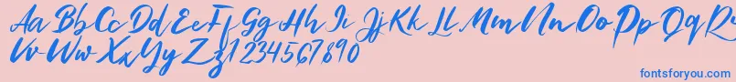 Bonjour Font – Blue Fonts on Pink Background